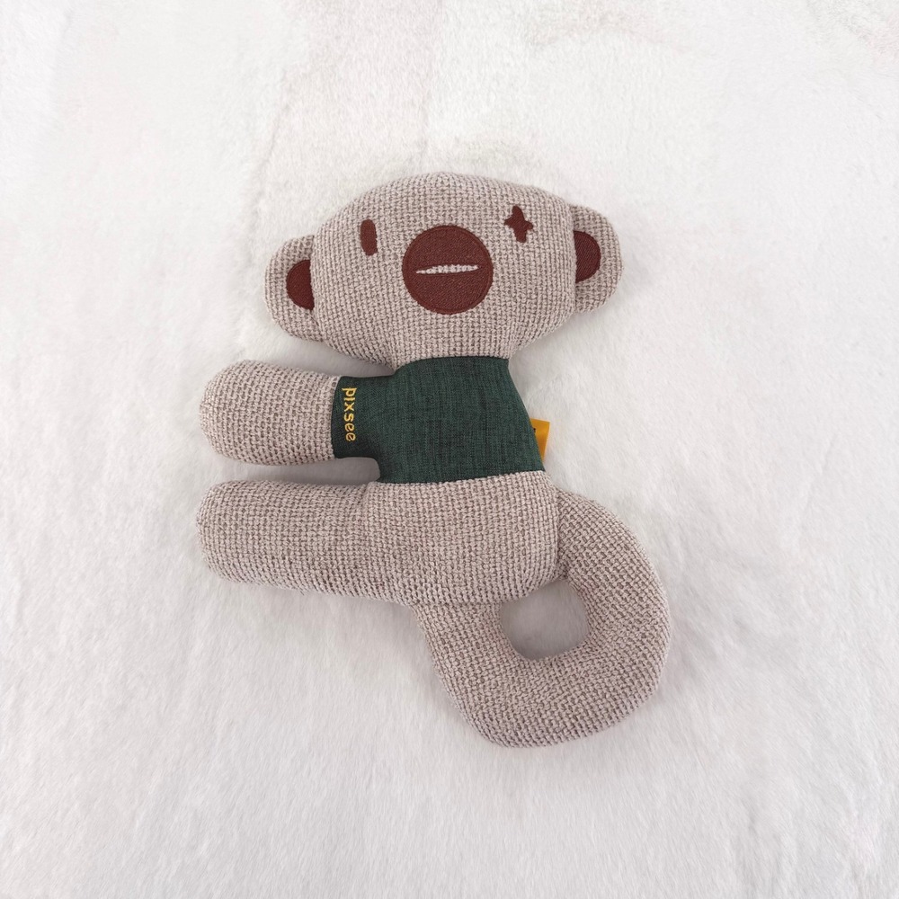 Pixsee Monkey Plush Baby Toy One Size Tan Green Knit Sensory Grasping Toy